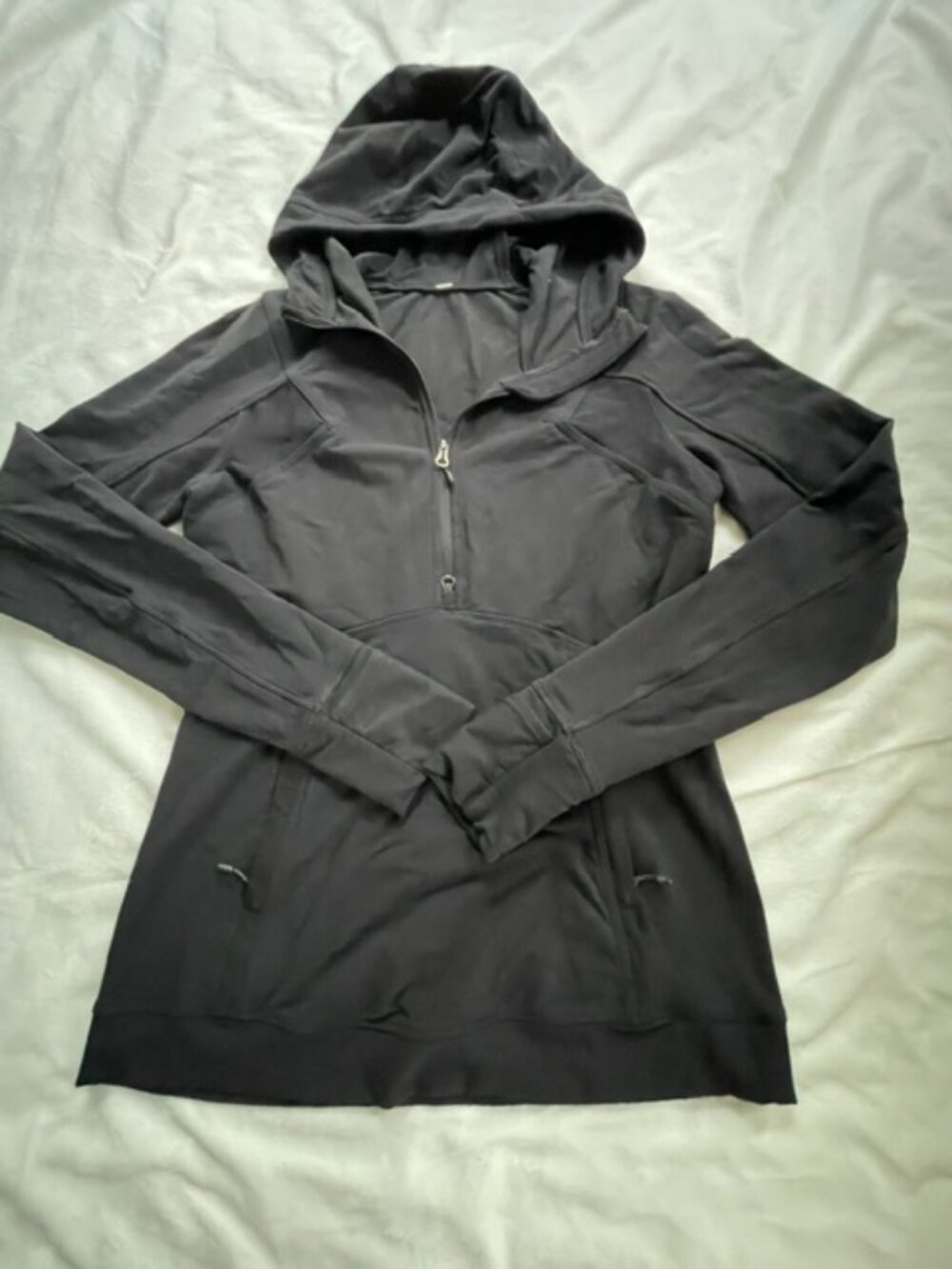 Lululemon Hooded Athletic Jacket Women's Pullover Half-Zip, Black, Size 8